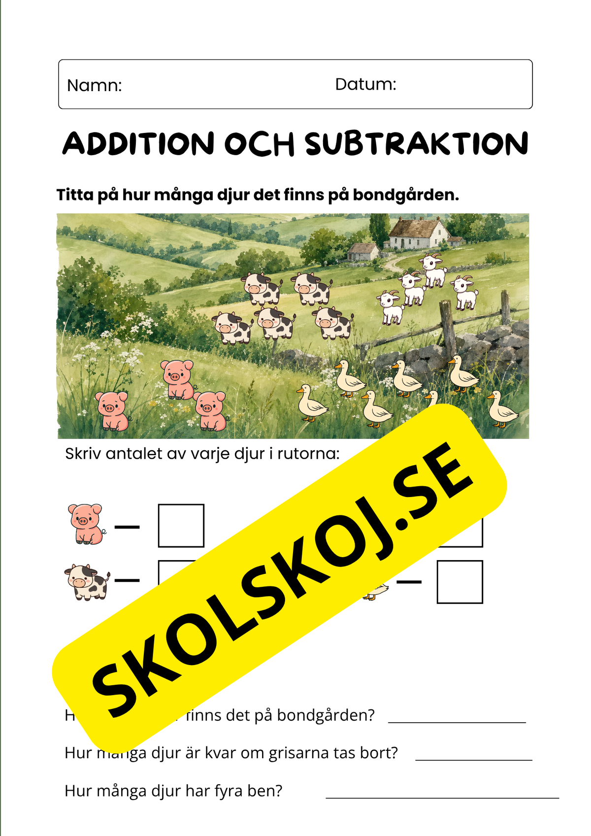 Bondgården - Addition och subtraktion