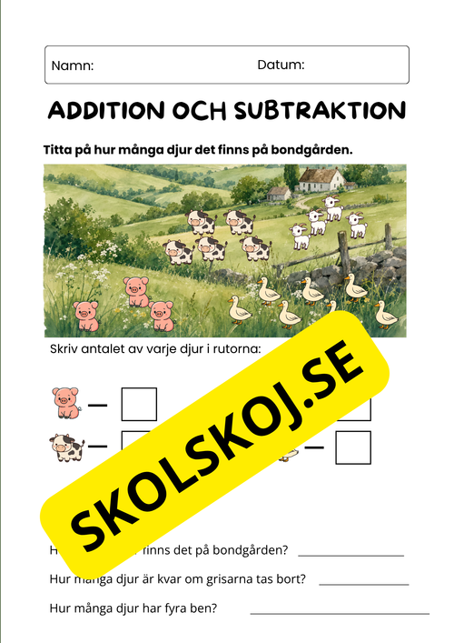 Bondgården - Addition och subtraktion