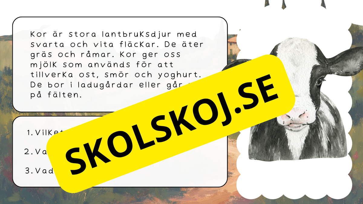 Bondgårdens djur - Läsförståelse