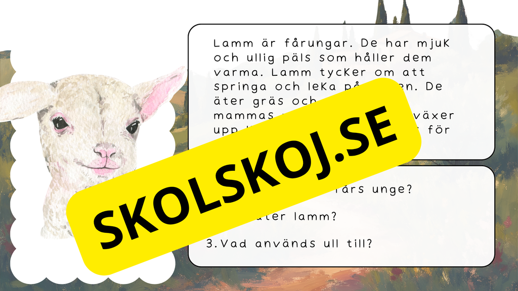 Bondgårdens djur - Läsförståelse
