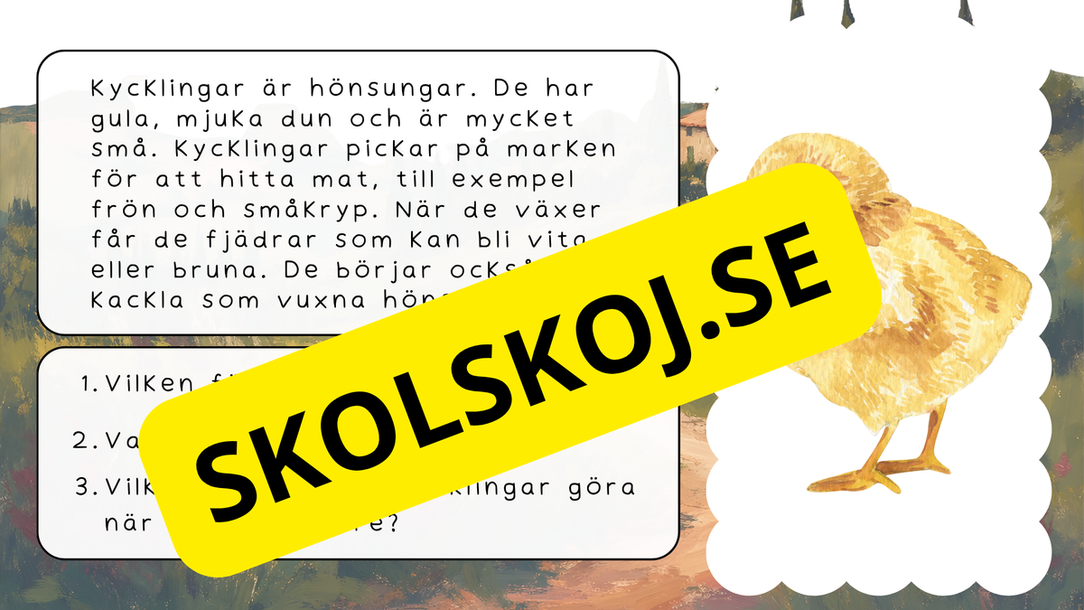 Bondgårdens djur - Läsförståelse