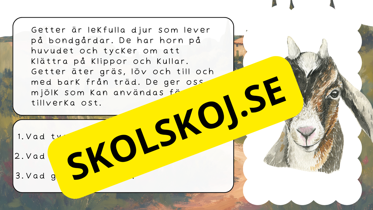 Bondgårdens djur - Läsförståelse