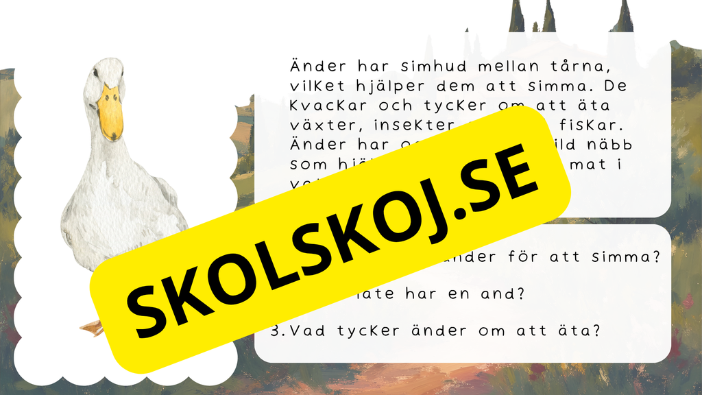 Bondgårdens djur - Läsförståelse