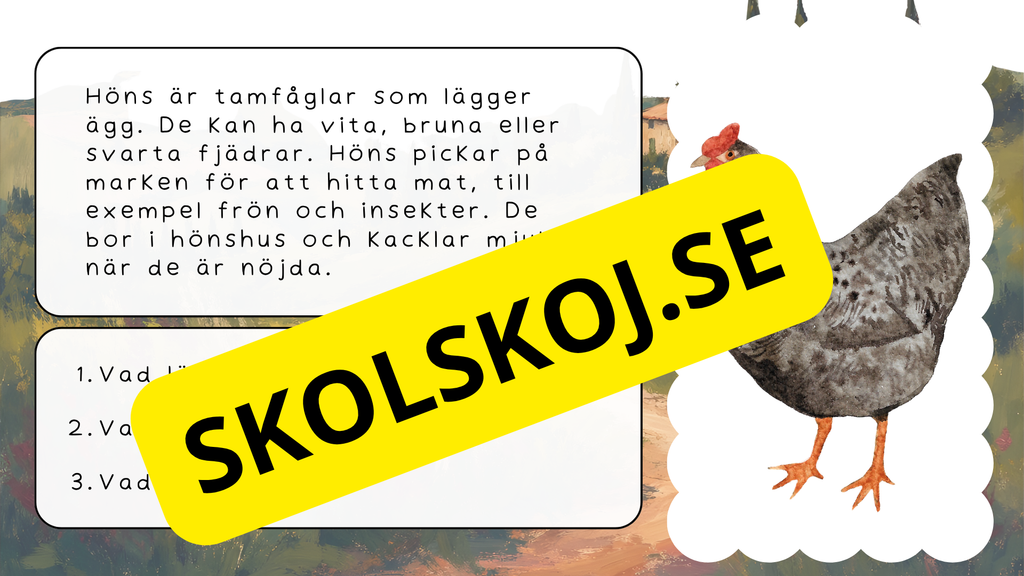 Bondgårdens djur - Läsförståelse