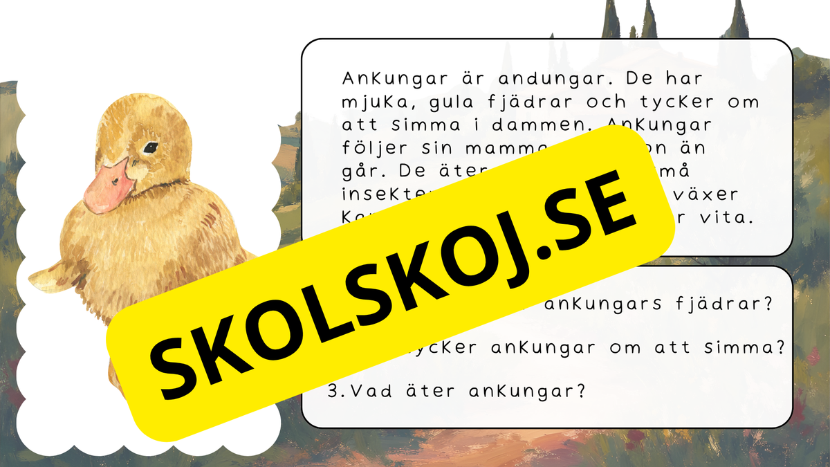 Bondgårdens djur - Läsförståelse