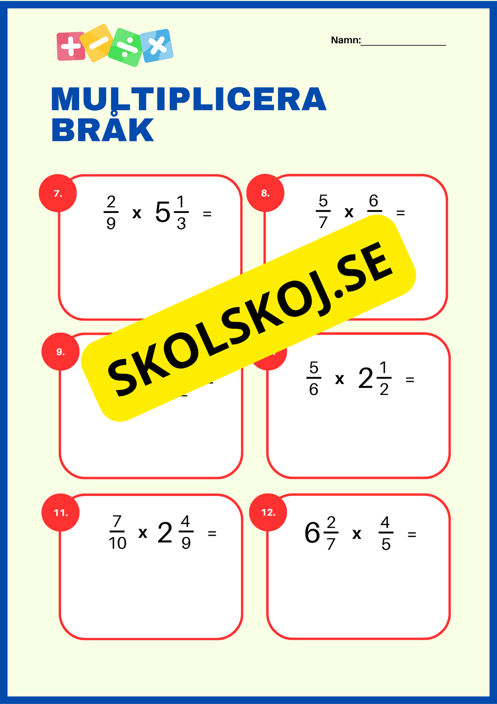 Bråk - Multiplikation och division