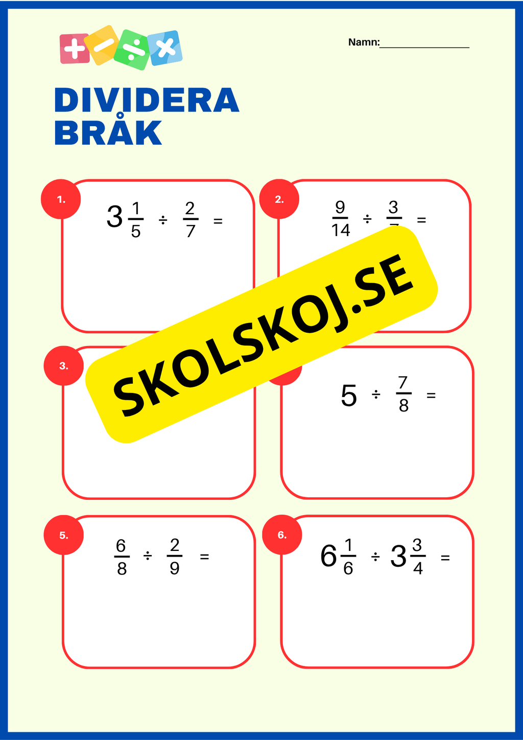 Bråk - Multiplikation och division