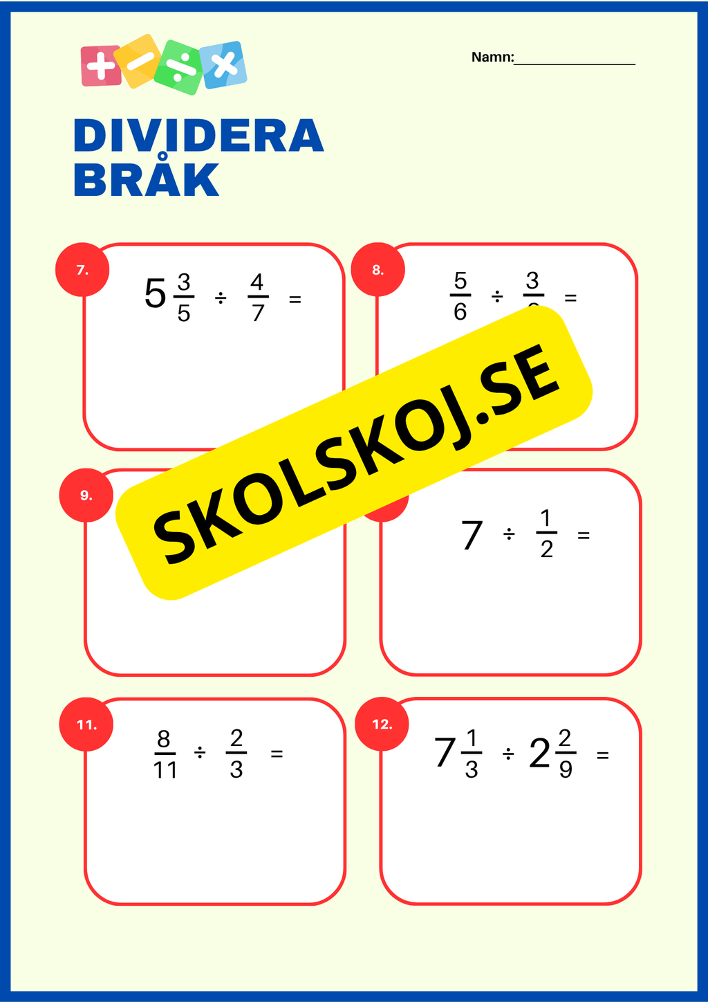 Bråk - Multiplikation och division