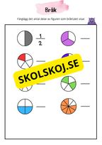 Bråk – Färglägg delar och skriv bråk