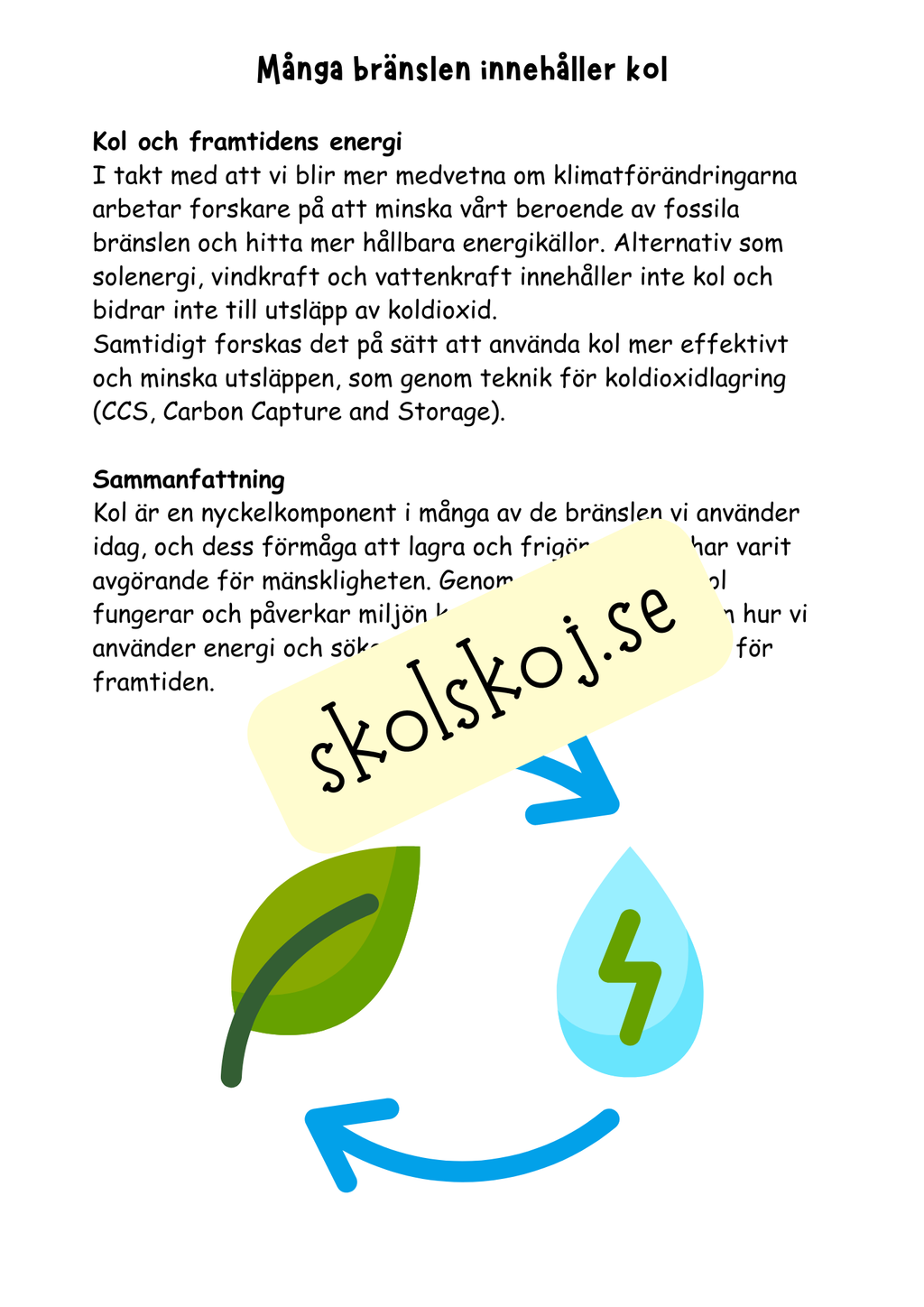 Bränslen och kemiska reaktioner  - Årskurs 4 - 6 - NO