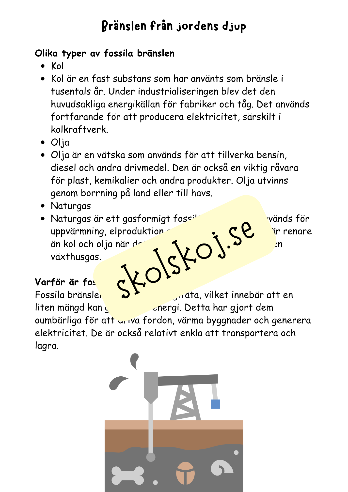 Bränslen och kemiska reaktioner  - Årskurs 4 - 6 - NO
