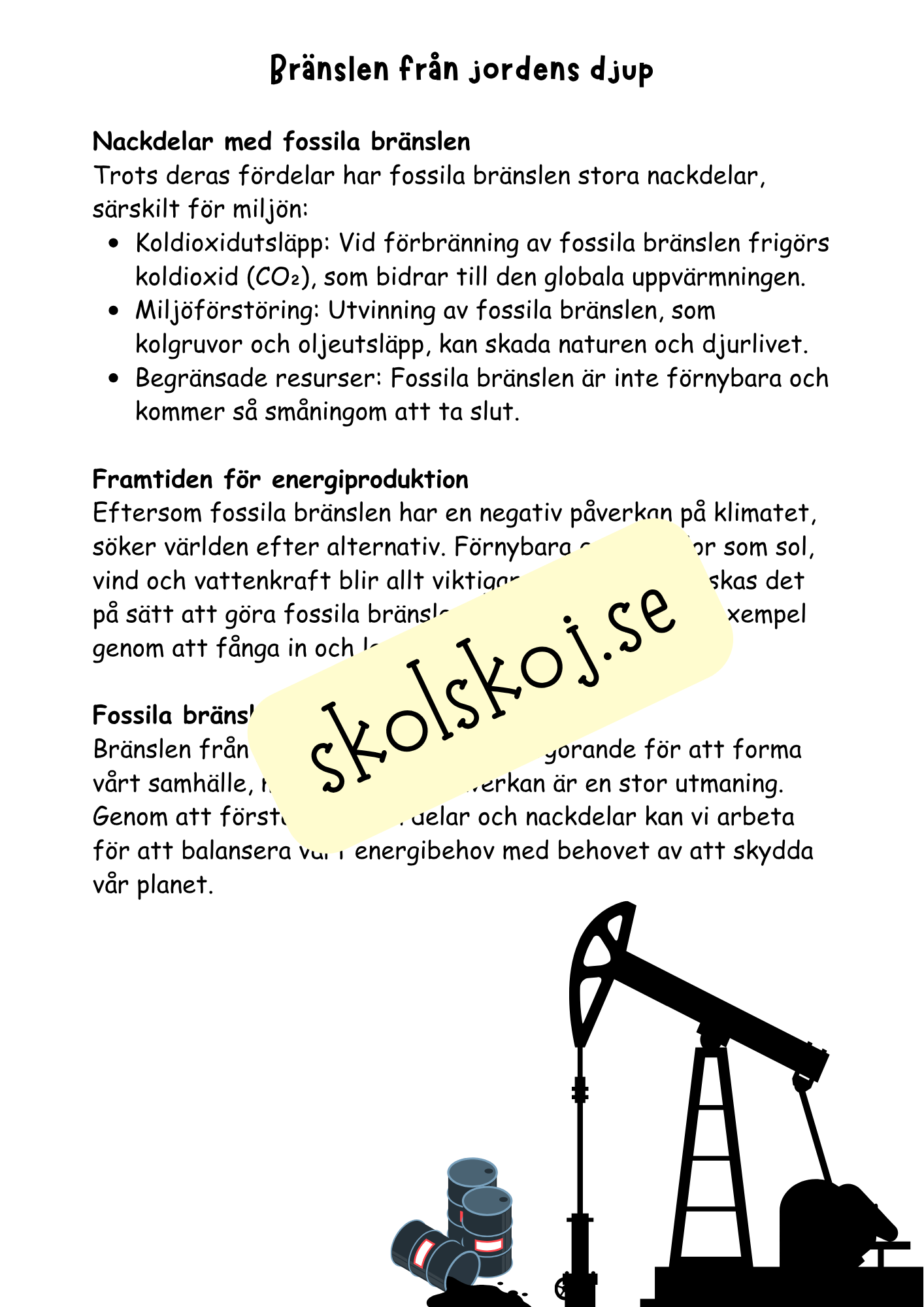 Bränslen och kemiska reaktioner  - Årskurs 4 - 6 - NO
