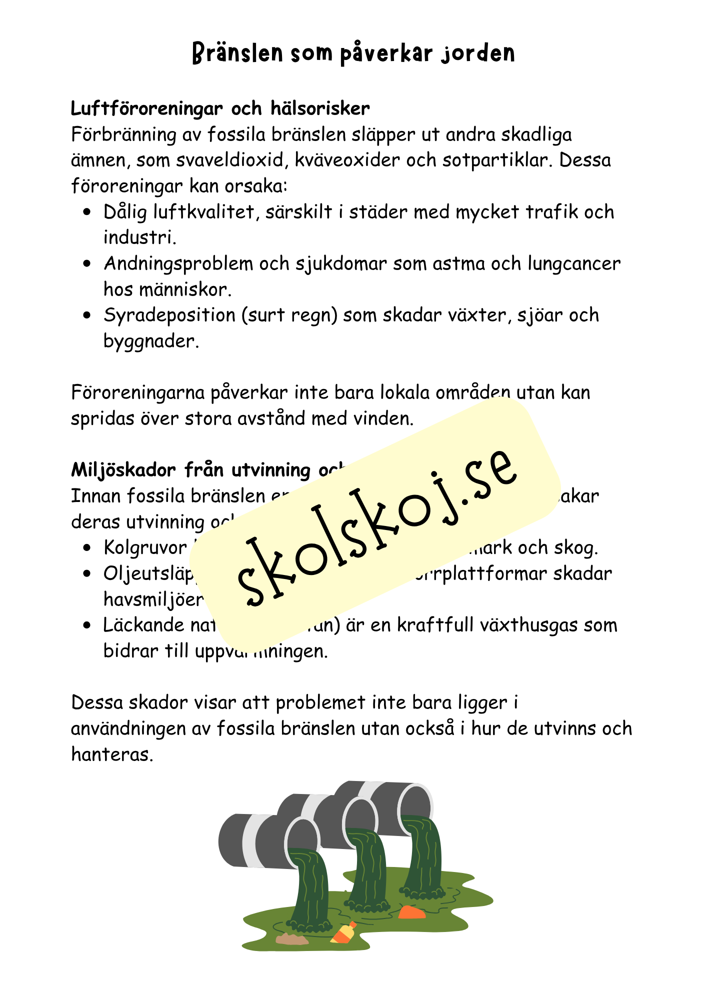 Bränslen och kemiska reaktioner  - Årskurs 4 - 6 - NO