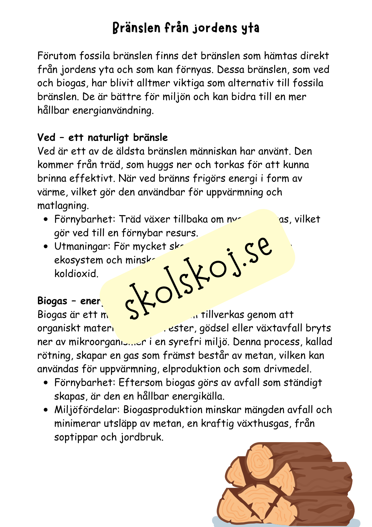 Bränslen och kemiska reaktioner  - Årskurs 4 - 6 - NO