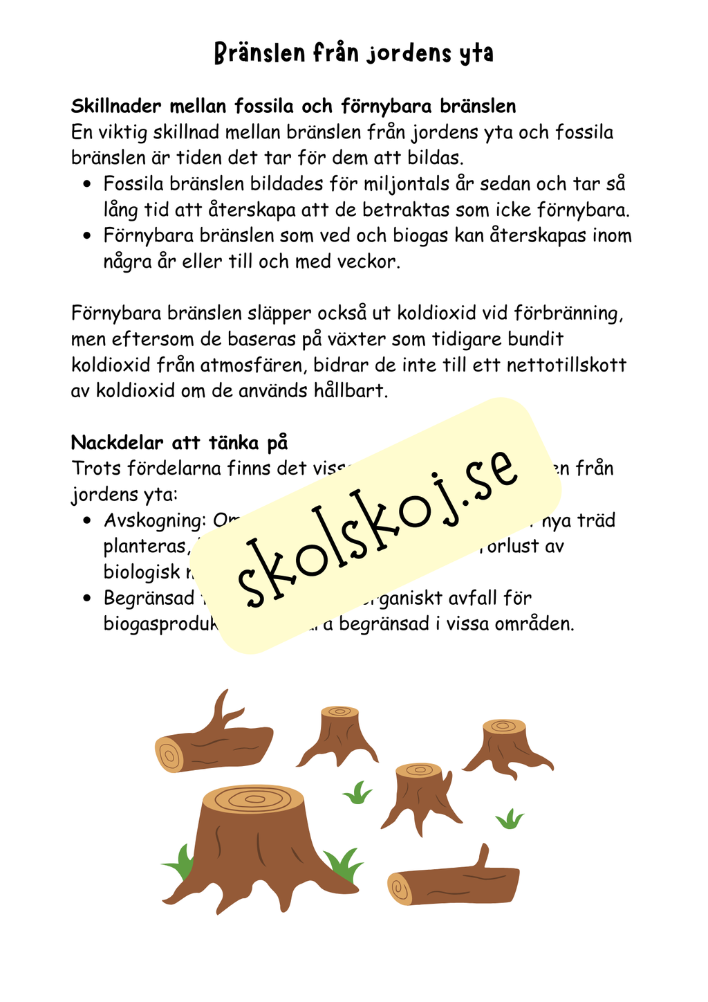 Bränslen och kemiska reaktioner  - Årskurs 4 - 6 - NO