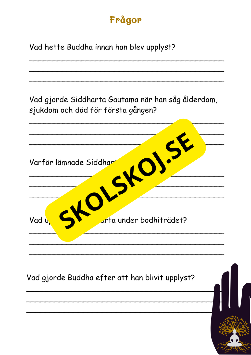 Buddhismen - Läsförståelse + frågor - SO