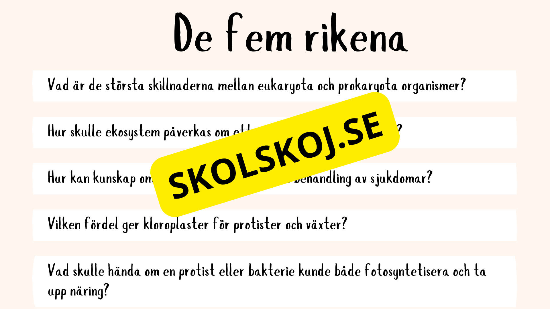 De fem rikena och deras egenskaper - Lektionsstöd och presentation