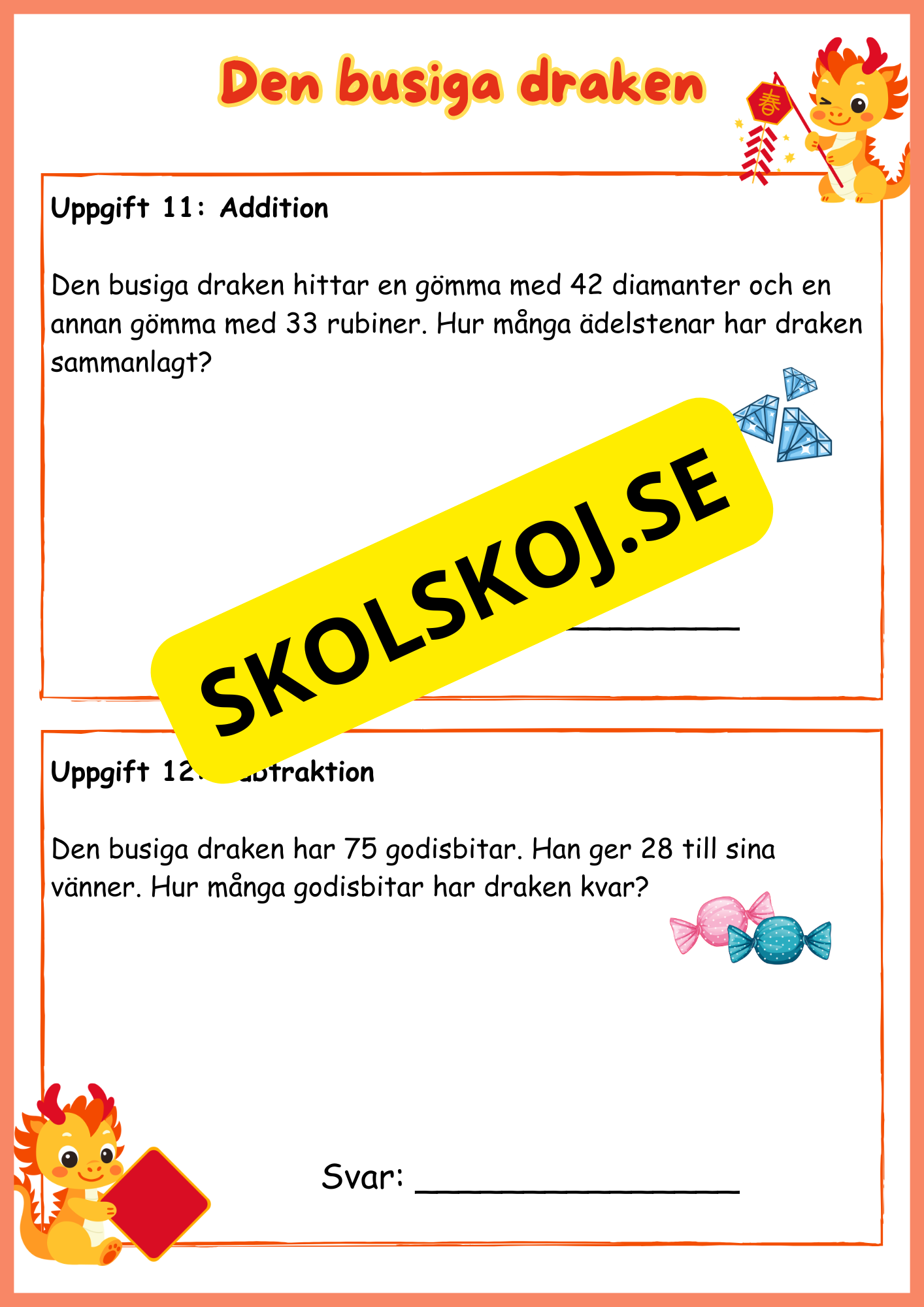 Den busiga draken - Problemlösning - Årskurs 2 och 3