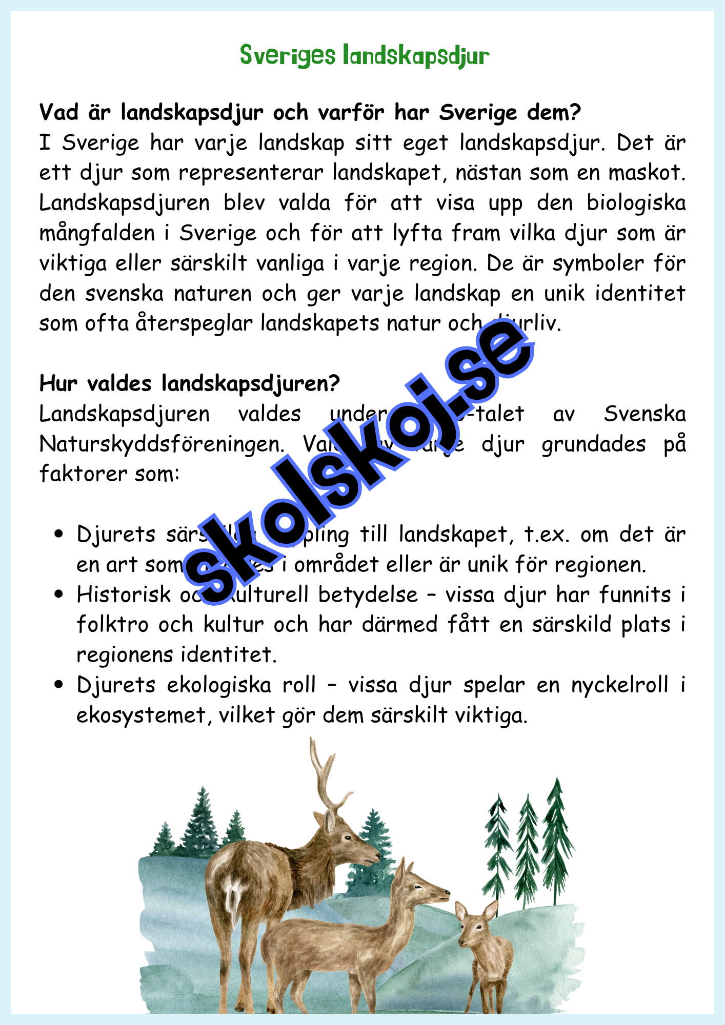 Djur i Sverige årskurs 4 - 6