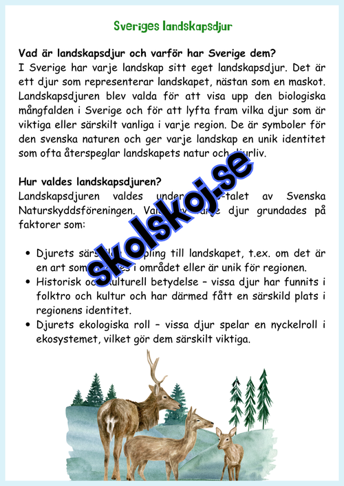 Djur i Sverige årskurs 4 - 6