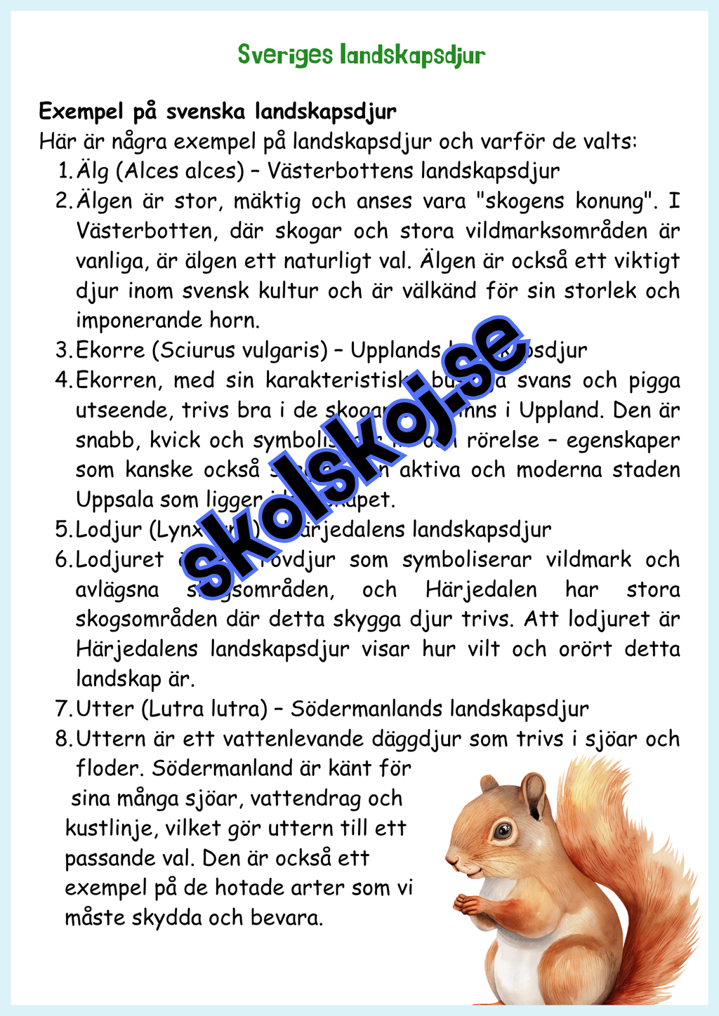 Djur i Sverige årskurs 4 - 6