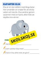 Djursagor: Korta och enkla berättelser - Läsförståelse - Åk 1 - 3
