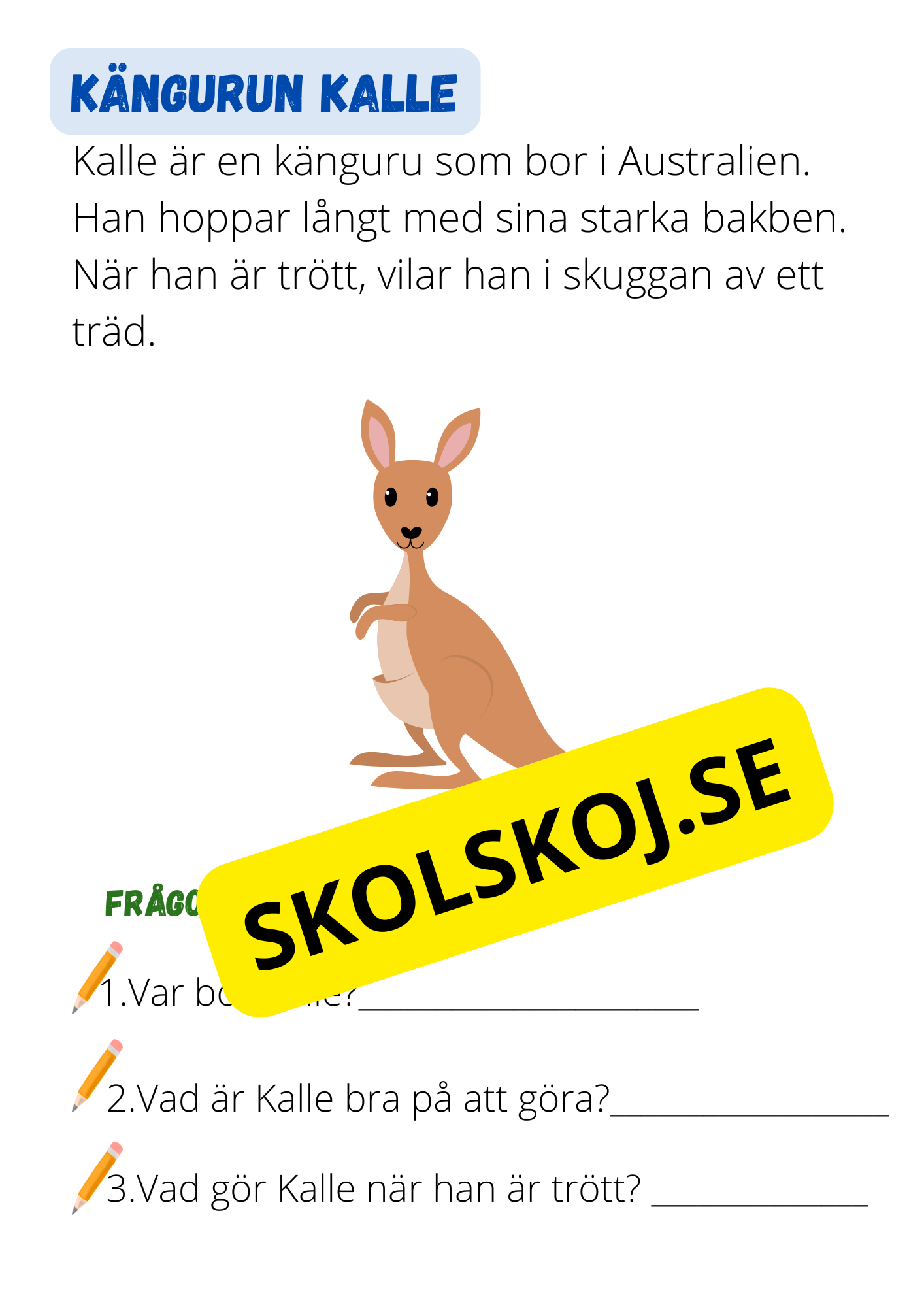 Djursagor: Korta och enkla berättelser - Läsförståelse - Åk 1 - 3