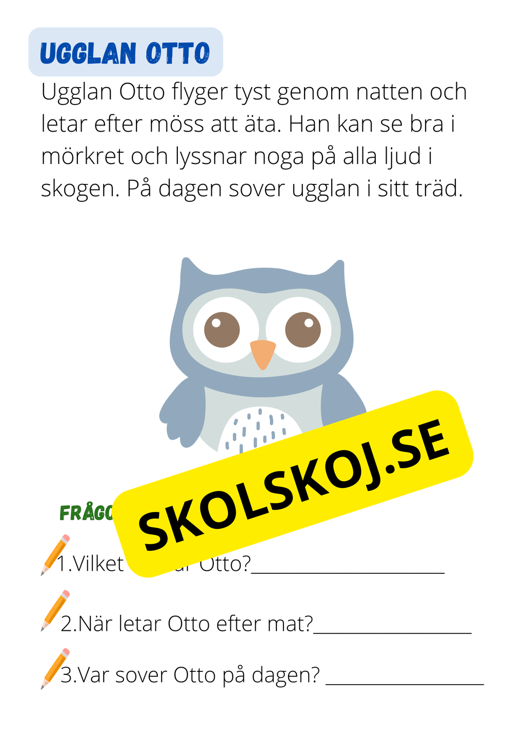 Djursagor: Korta och enkla berättelser - Läsförståelse - Åk 1 - 3