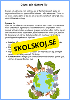 Djurs och växters liv - Årskurs 4 - 6