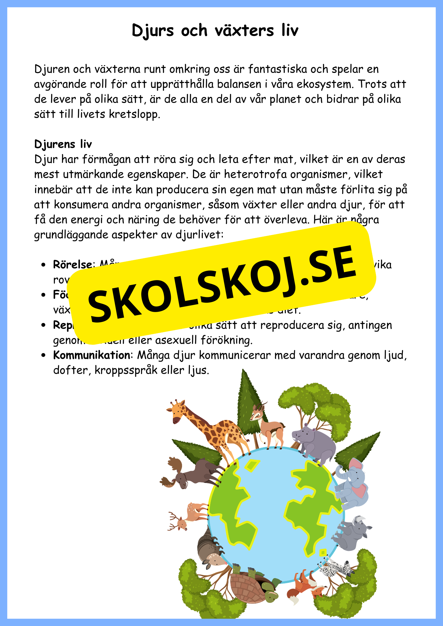 Djurs och växters liv - Årskurs 4 - 6