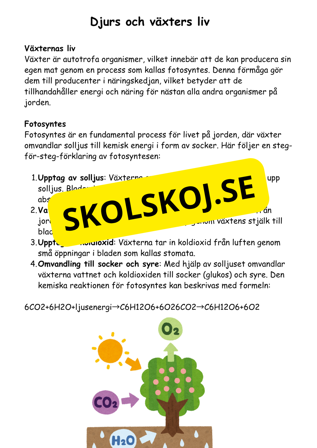 Djurs och växters liv - Årskurs 4 - 6