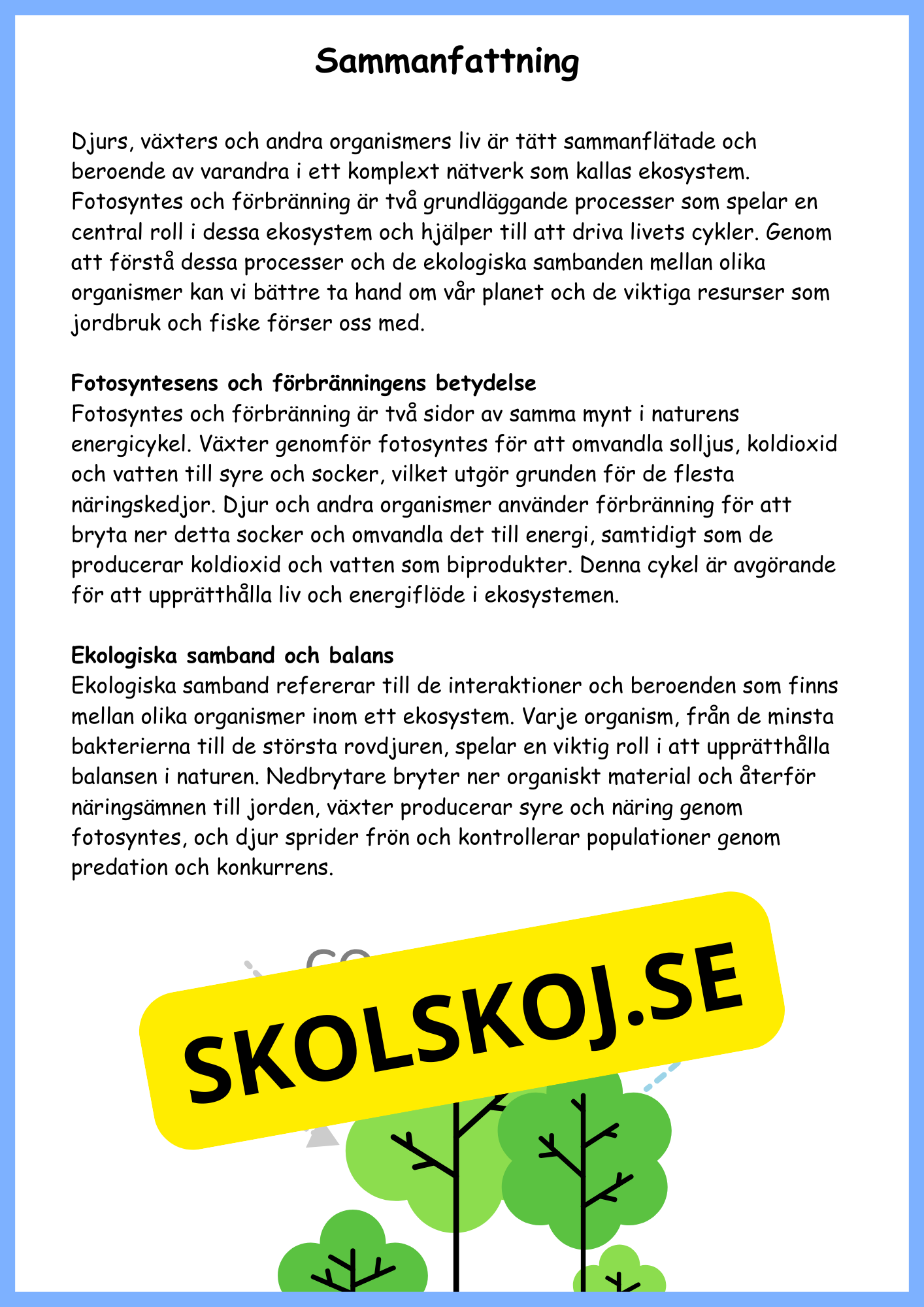 Djurs och växters liv - Årskurs 4 - 6
