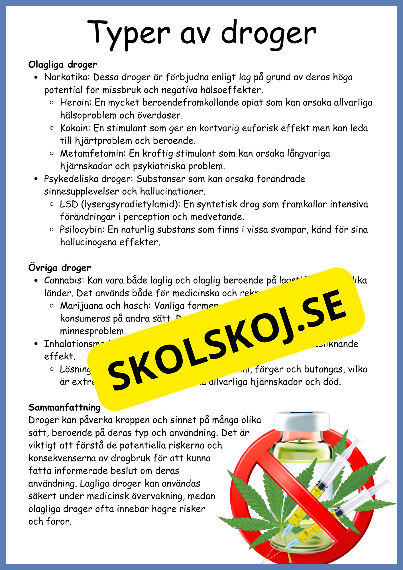 Droger - Biologi årskurs 4 - 6
