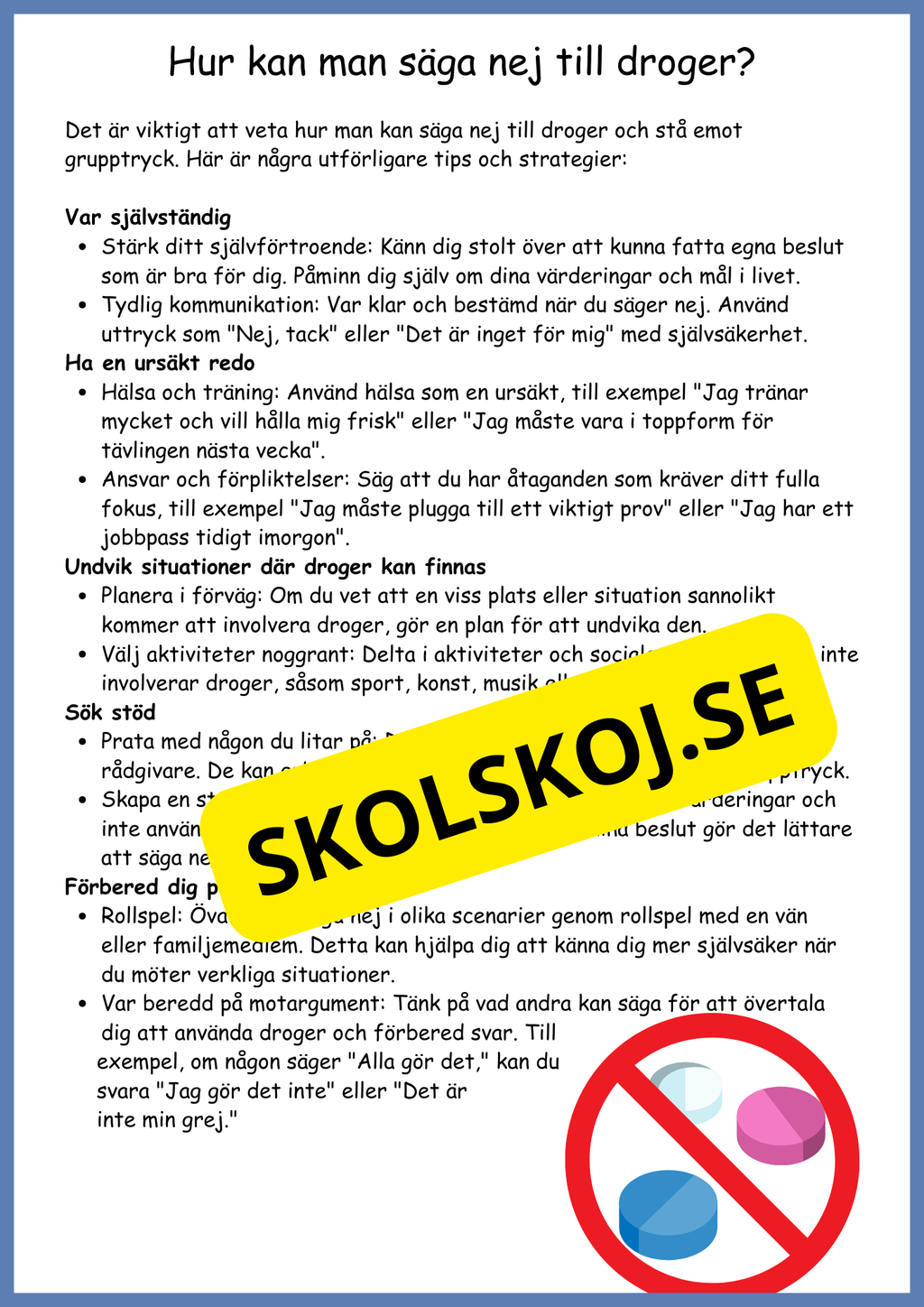 Droger - Biologi årskurs 4 - 6