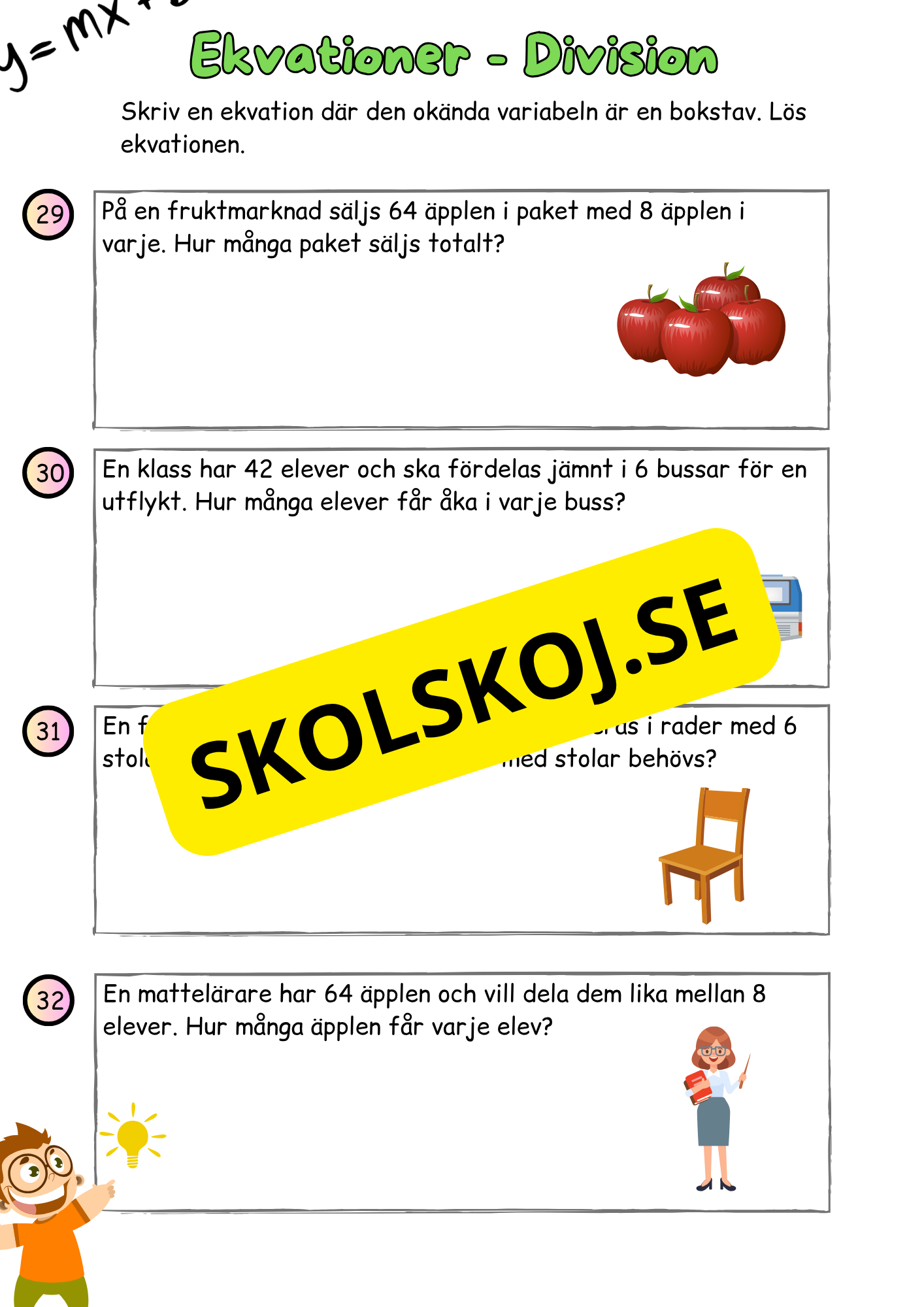 Ekvationer - årskurs 4 - 6