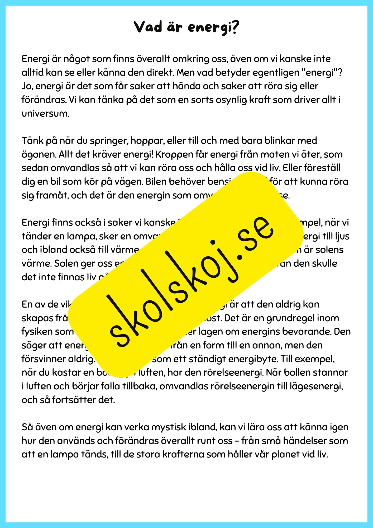 Energi en grundläggande kraft i vår värld - Årskrus 4 - 6