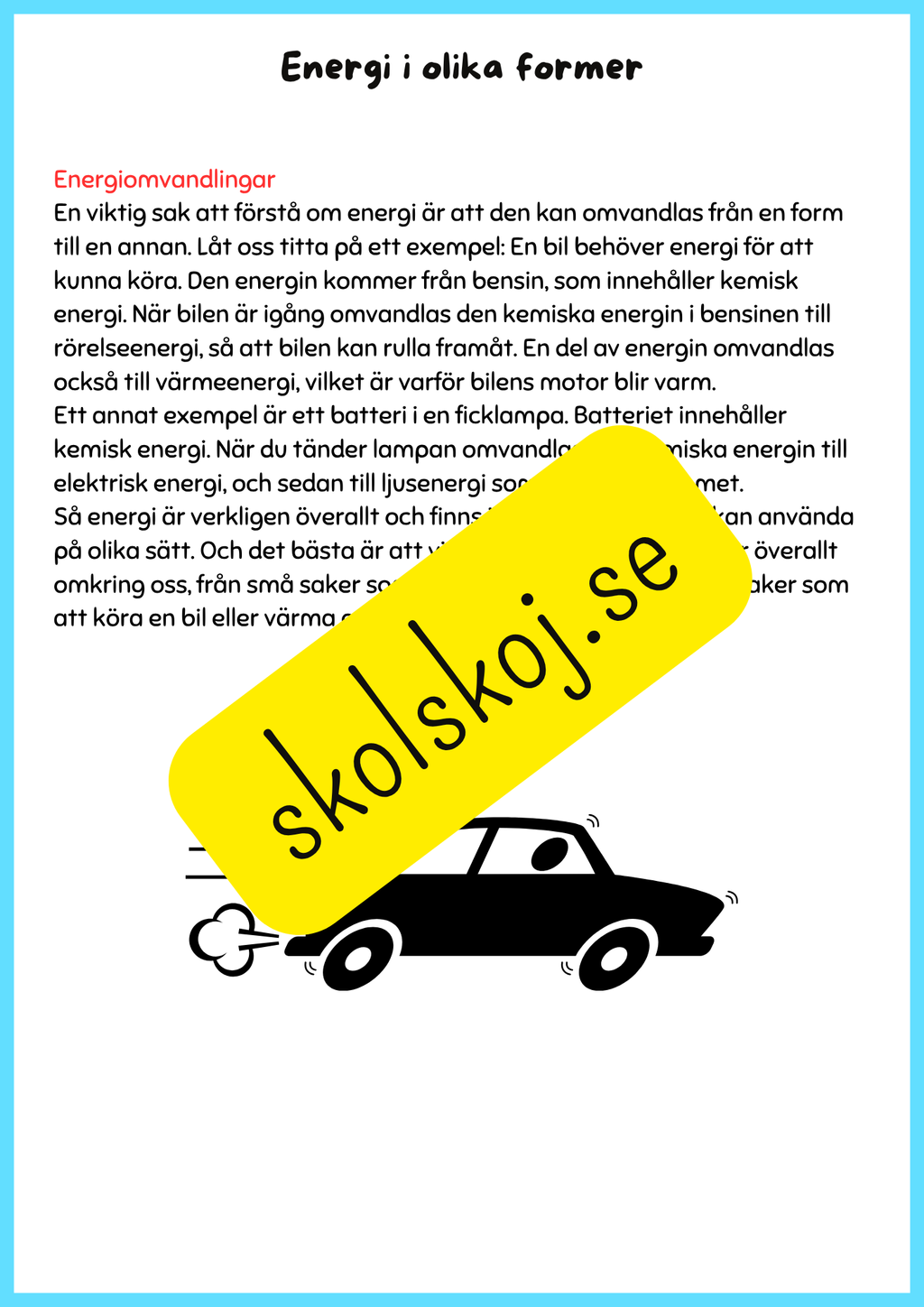 Energi en grundläggande kraft i vår värld - Årskrus 4 - 6