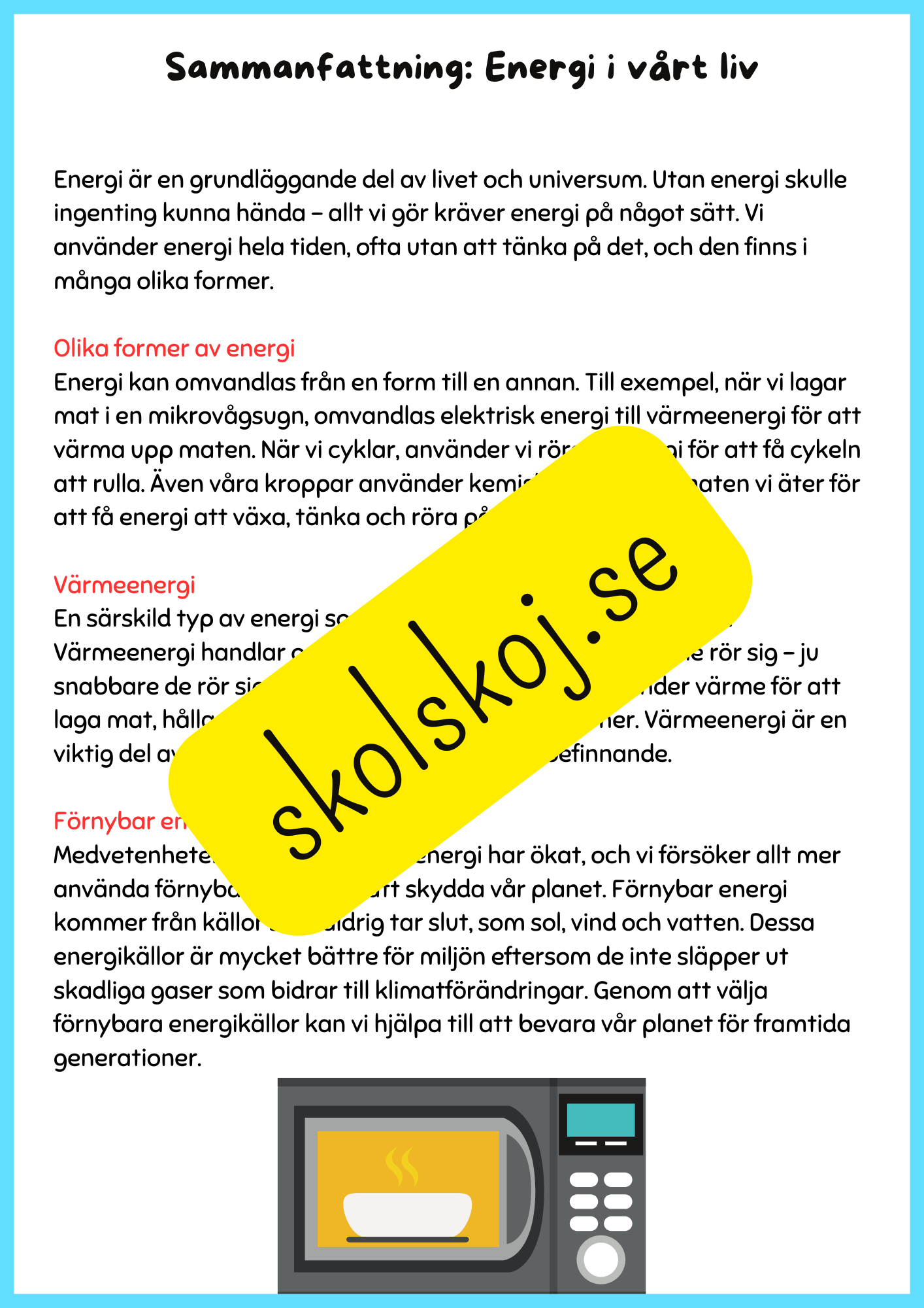 Energi en grundläggande kraft i vår värld - Årskrus 4 - 6