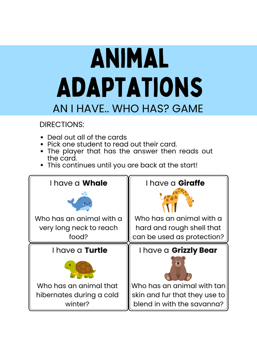 Engelska - Animal adaptations
