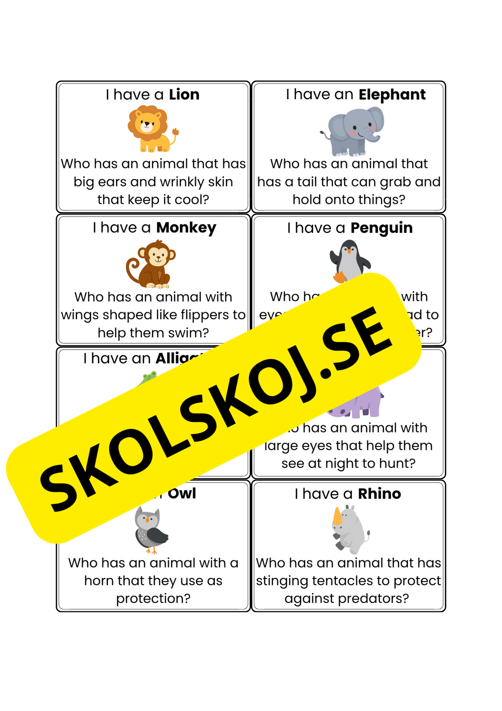 Engelska - Animal adaptations