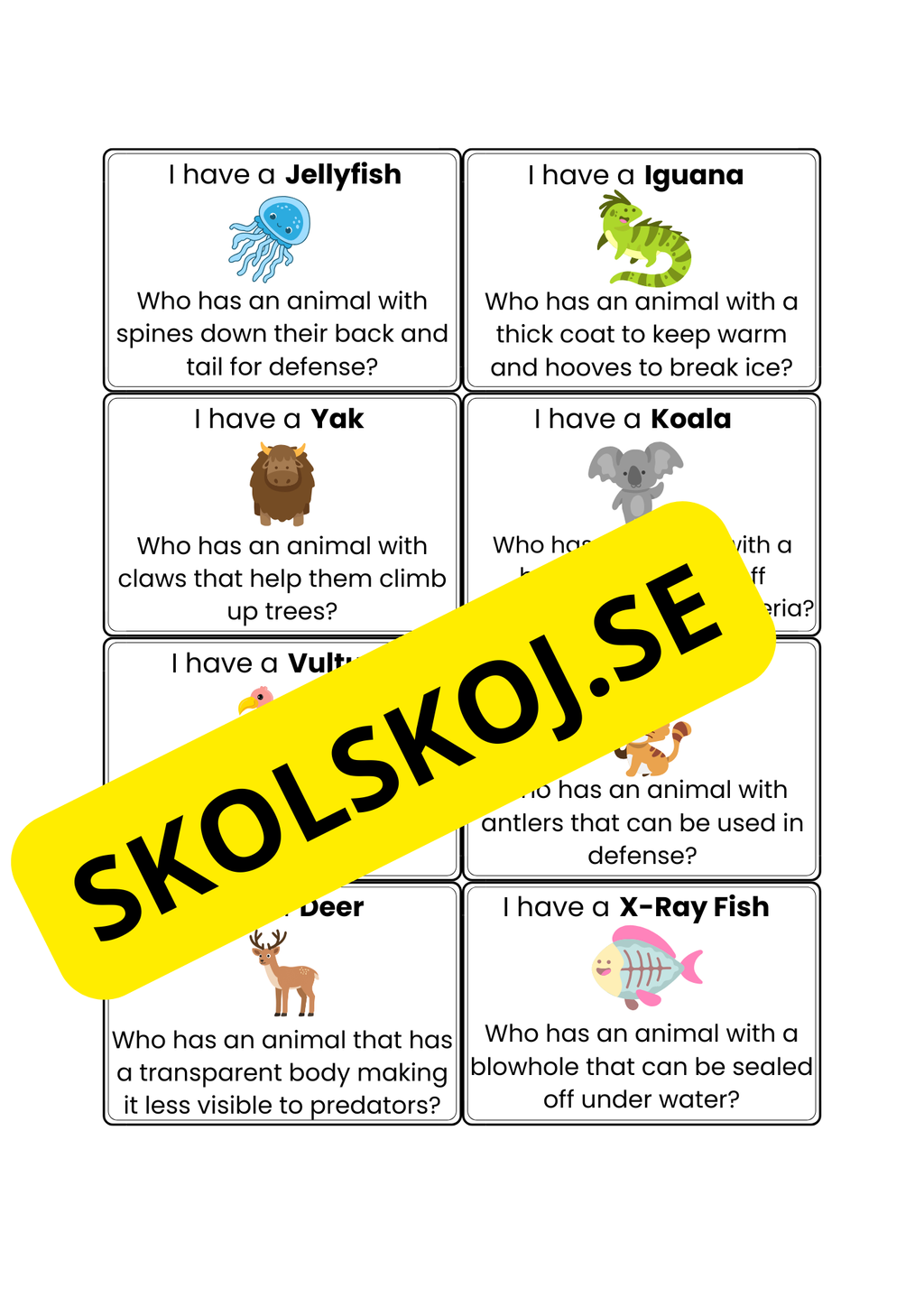 Engelska - Animal adaptations