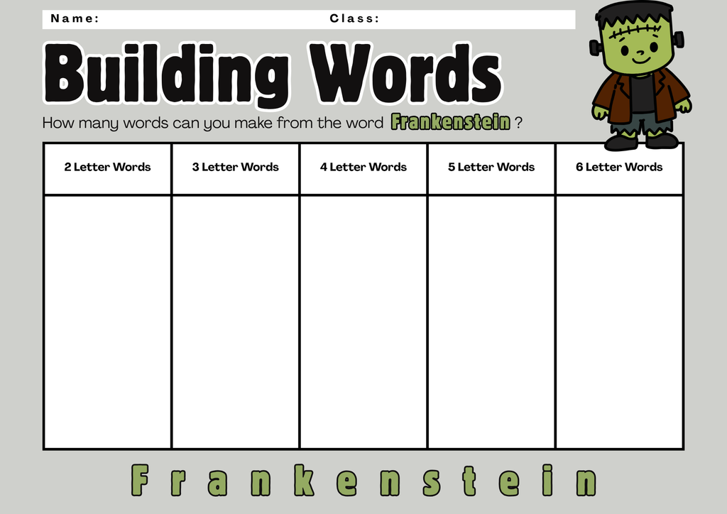 Engelska - Frankenstein building words