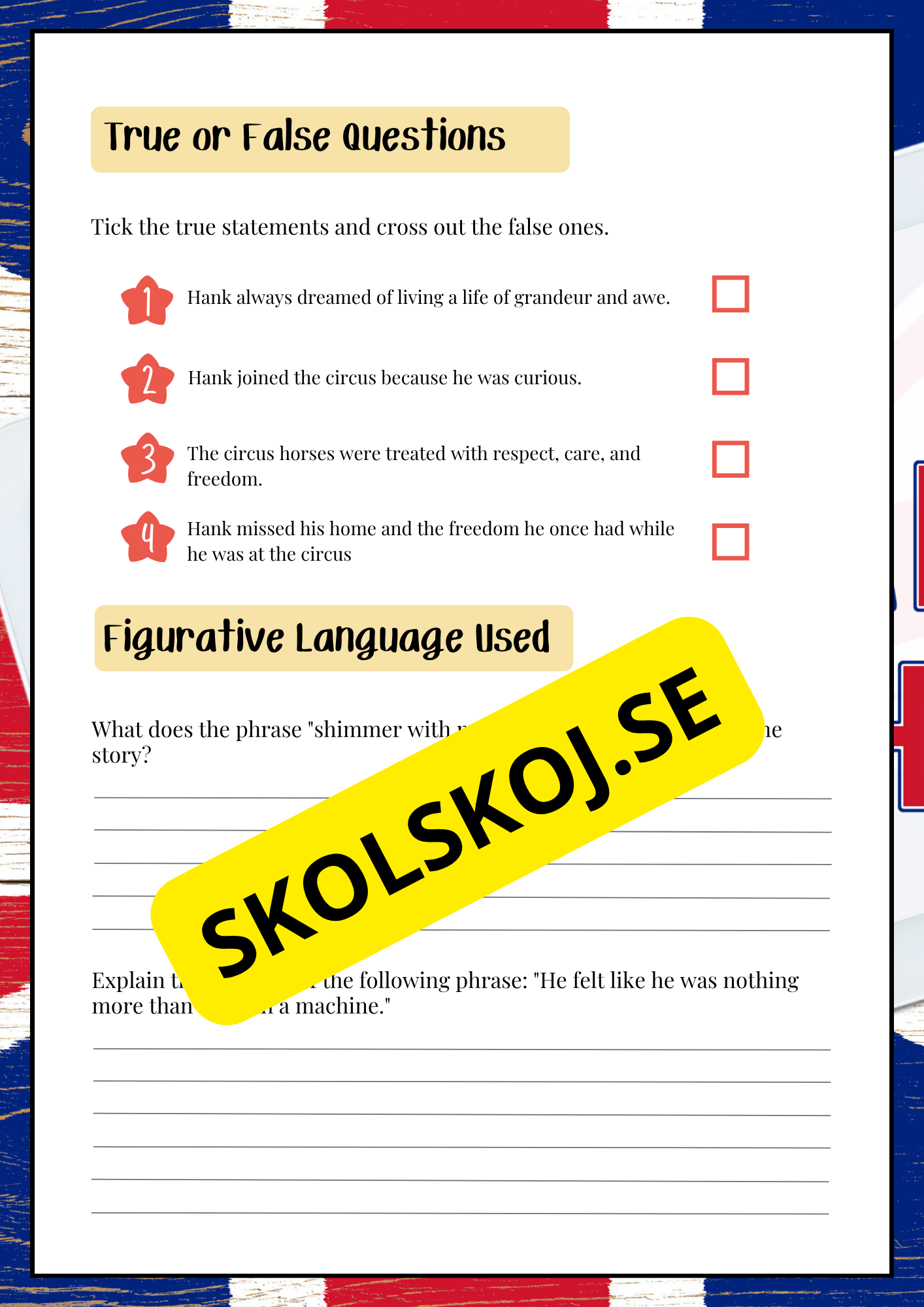 English - Läsförståelse - The circus