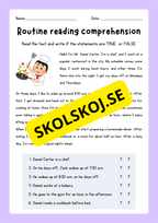 English - Routine reading  comprehension