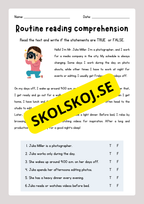 English - Routine reading  comprehension