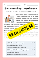 English - Routine reading  comprehension