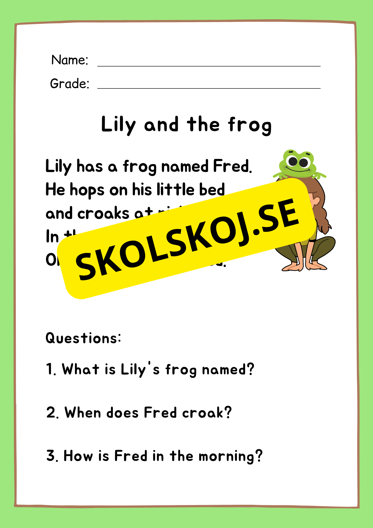 English reading comprehension - Easy