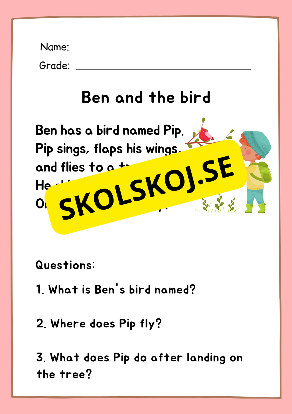 English reading comprehension - Easy