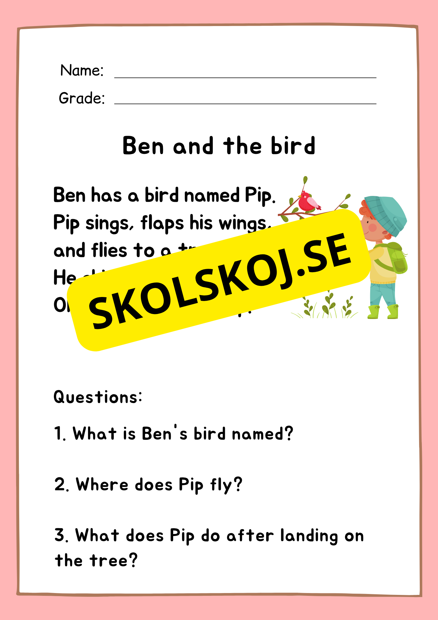 English reading comprehension - Easy