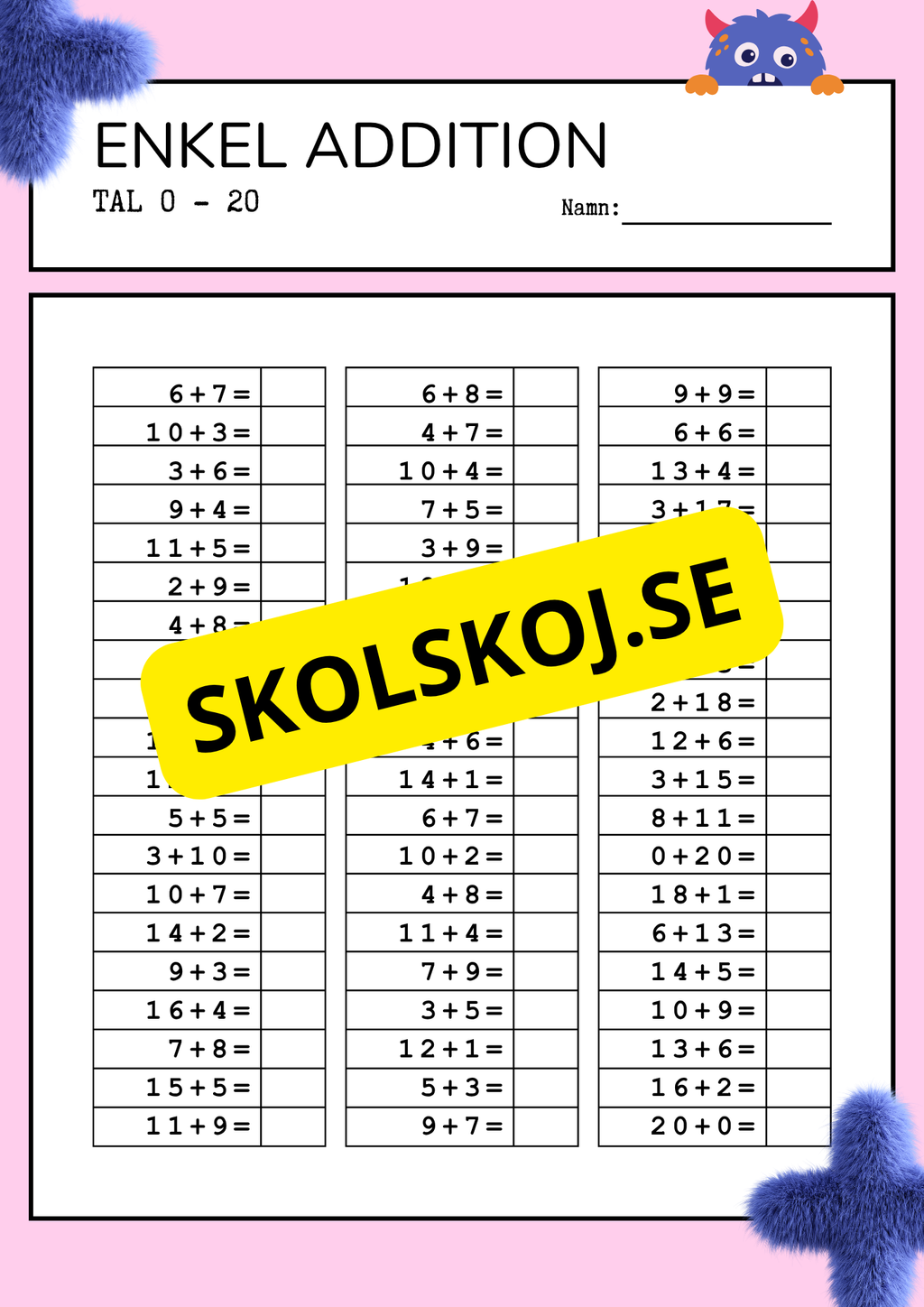 Enkel addition tal 0 - 30